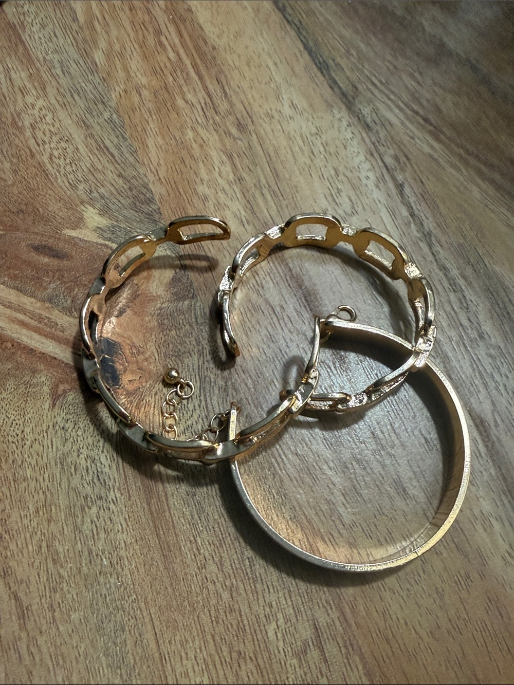 Gold adjustable bangle bracelets